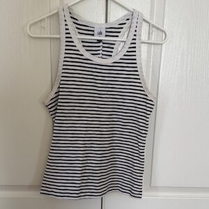 CAbi Black & White Striped Racerback Tank